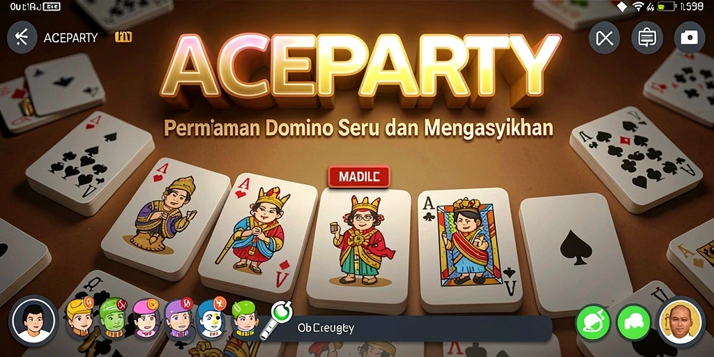 Tampilan screenshot ACEPARTY menampilkan serunya bermain Domino dengan teman-teman.