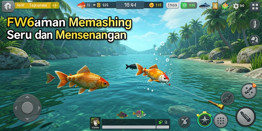 Screenshot FW66 menampilkan pengalaman memancing yang mendebarkan dan pemandangan alam yang menakjubkan.