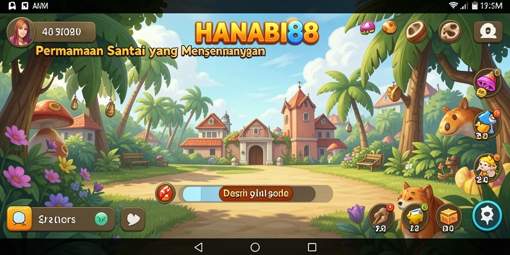 Tampilan dinamis gameplay HANABI88 dengan grafis cerah.