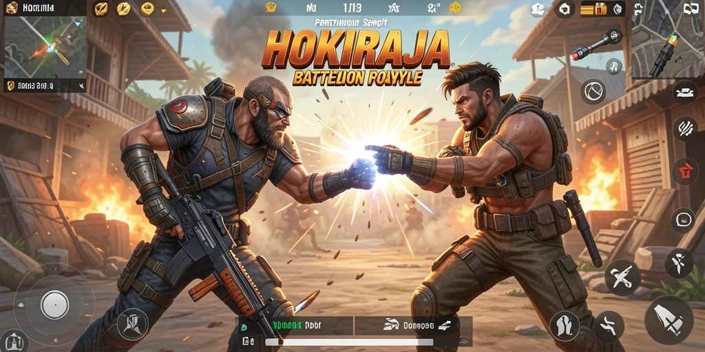 Gameplay HOKIRAJA yang penuh aksi dan strategi Battle Royale.