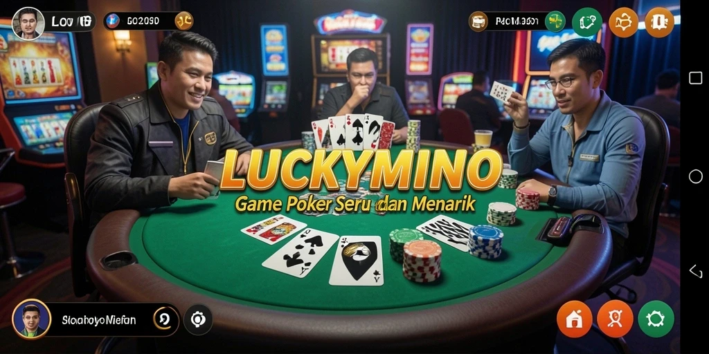 Tampilan menarik dari gameplay Poker di LUCKYMINO.