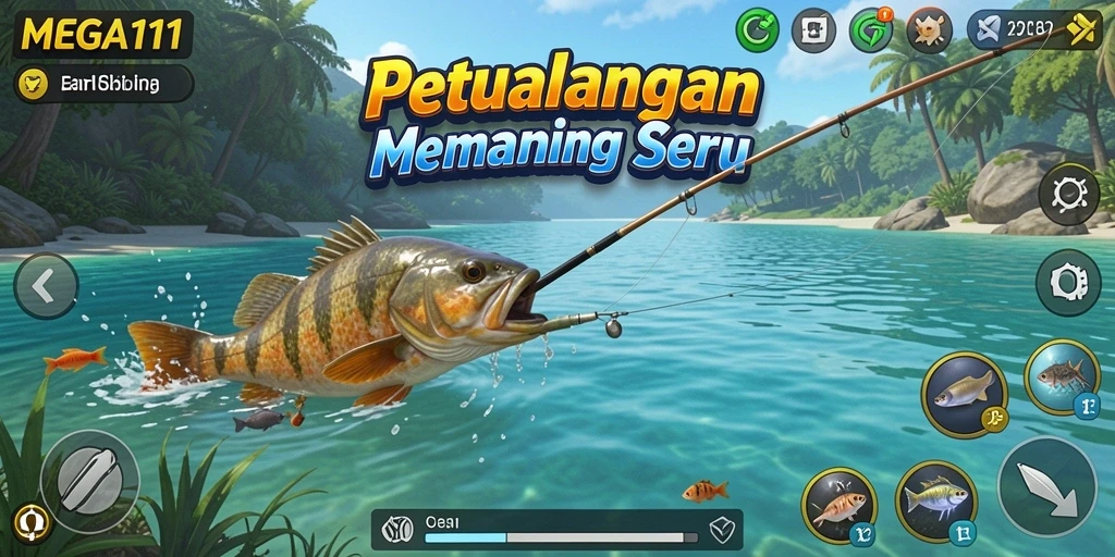 Tangkapan ikan berwarna-warni dalam gameplay seru MEGA111.