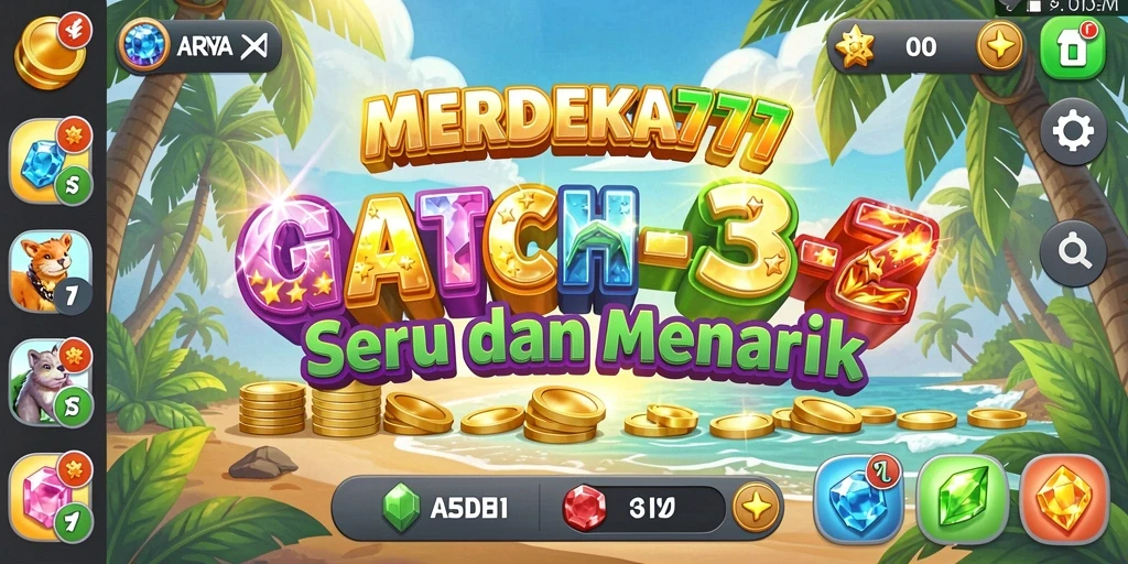 Tampilan gameplay menarik MERDEKA777 dengan kombinasi warna-warni.