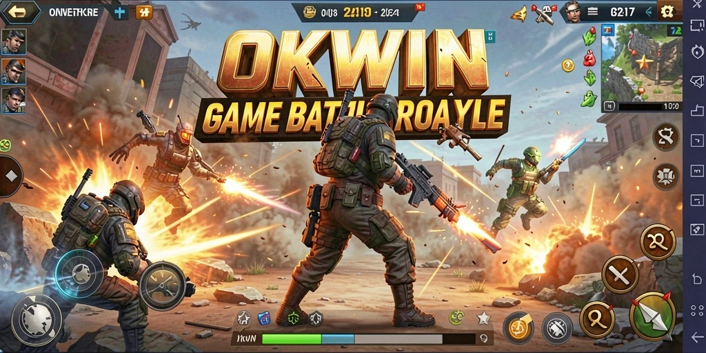 Tampilan gameplay seru dari OKWIN dalam pertempuran Battle Royale.