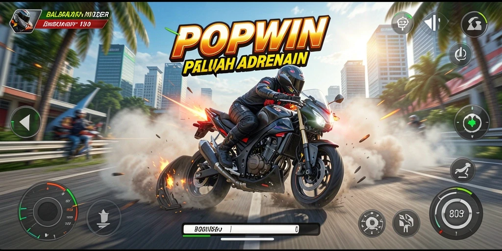 Tampilan menarik dari gameplay balapan motor di POPWIN.