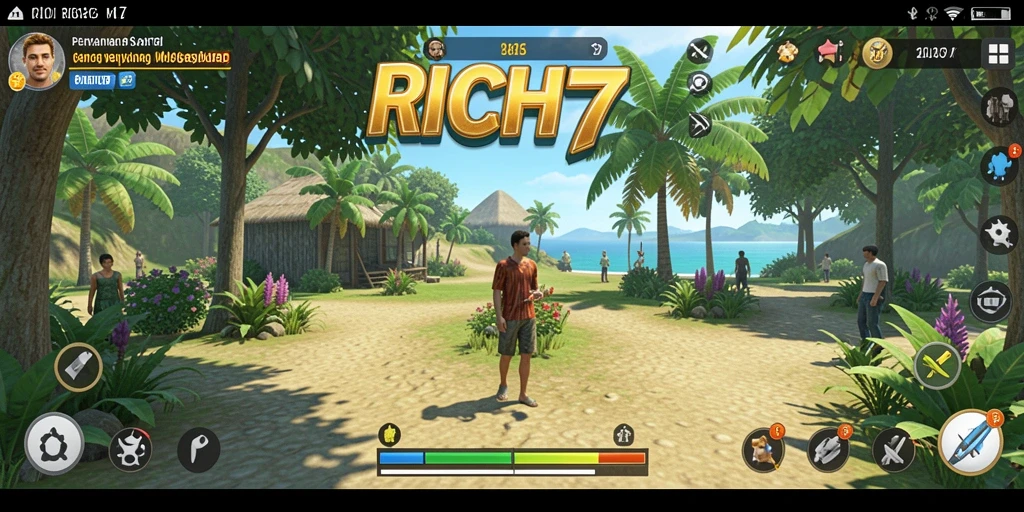 Tampilan gameplay <strong>RICH7</strong> yang penuh warna dan menyenangkan.