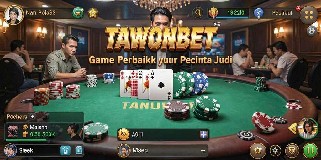 Screenshot gameplay TAWONBET menampilkan pemain yang bersaing dalam permainan poker.