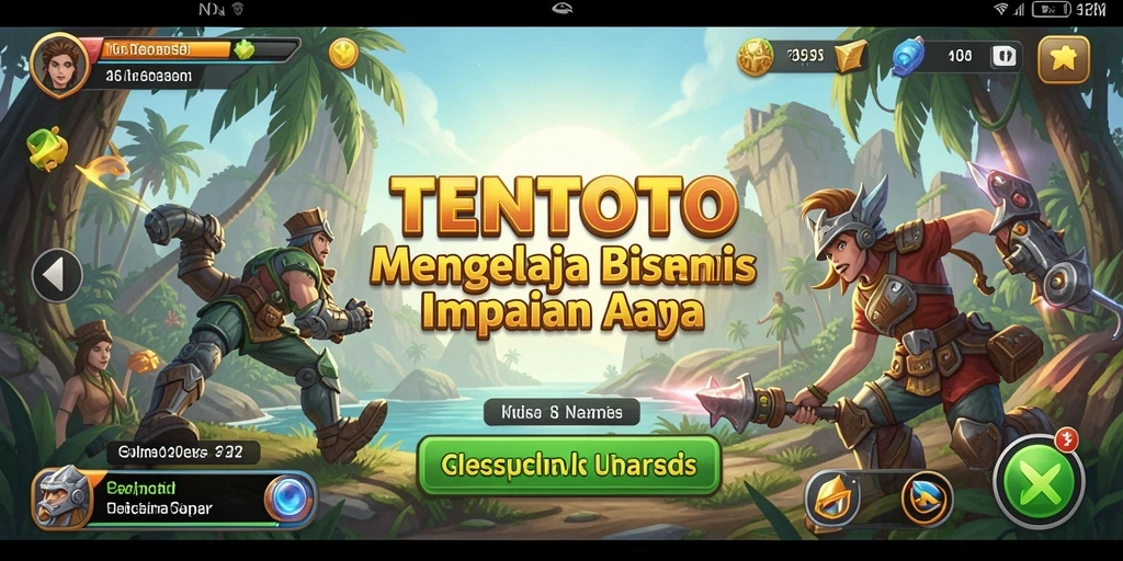 Screenshot utama TENTOTO menampilkan gameplay seru dan interaksi bisnis.