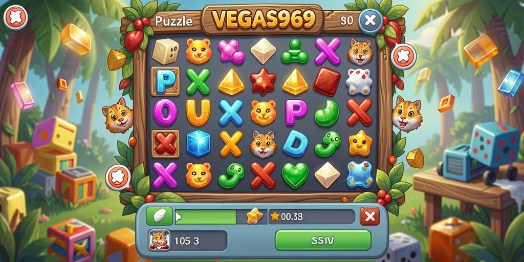 Tampilan gameplay puzzle yang seru dan menantang di VEGAS969.